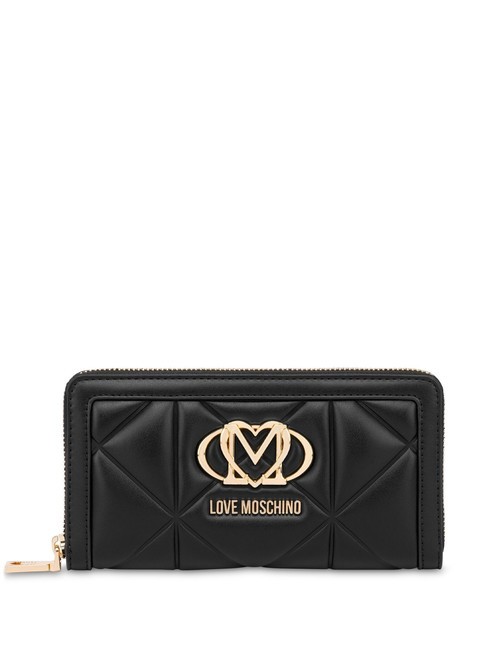 LOVE MOSCHINO GEOMETRIC Grand portefeuille zippé autour Noir - Portefeuilles Femme