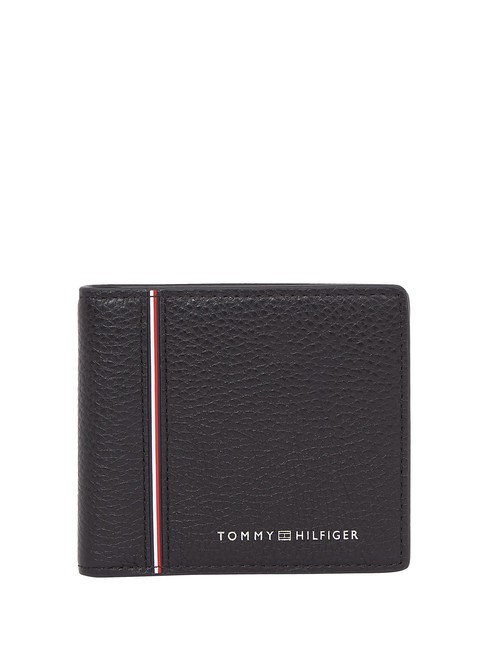 TOMMY HILFIGER TH CORP Portefeuille moyen en cuir le noir - Portefeuilles Homme