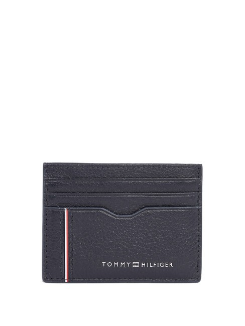 TOMMY HILFIGER TH CORP Porte-cartes plat en cuir bleu de l'espace - Portefeuilles Homme