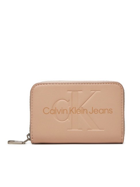 CALVIN KLEIN SCULPTED Portefeuille zippé poussière de rose - Portefeuilles Femme