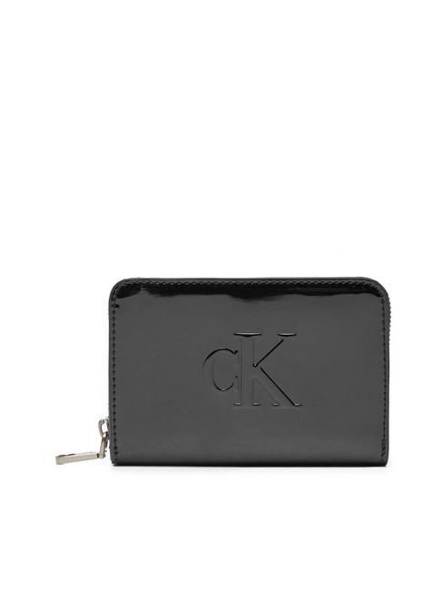 CALVIN KLEIN SCULPTED Portefeuille moyen en cuir verni pvh noir - Portefeuilles Femme