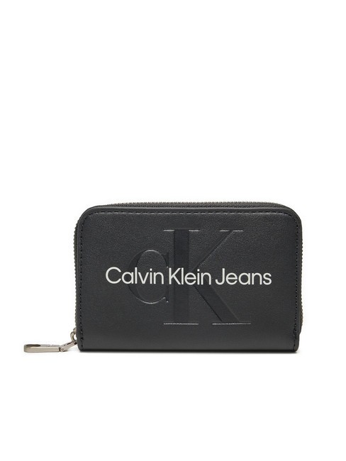 CALVIN KLEIN SCULPTED Portefeuille zippé pvh noir - Portefeuilles Femme