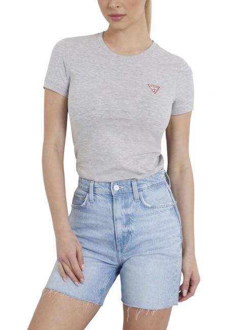 GUESS MINI TRIANGLE T-shirt coupe slim gris chiné clair m - T-shirt