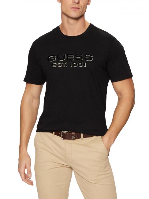 GUESS SS BSC VELVET LOGO  T-shirt en coton jetbla - T-shirt