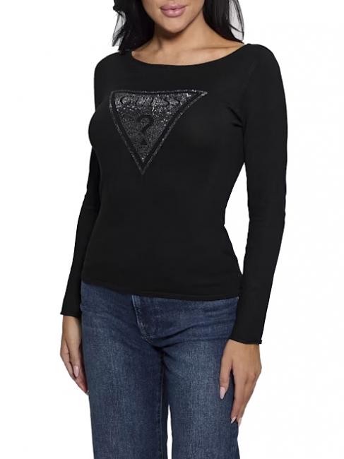 GUESS LS TRIANGLE  T-shirt avec logo jetbla - Chandails pour femmes