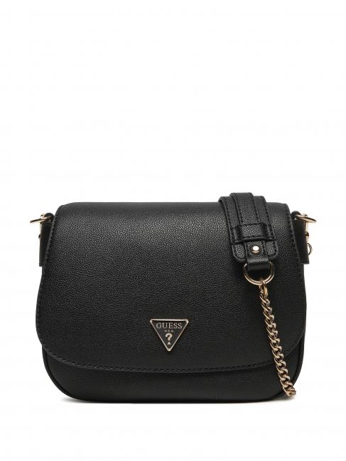 GUESS FEDORA Petit sac bandoulière à rabat NOIR - Sacs pour Femme