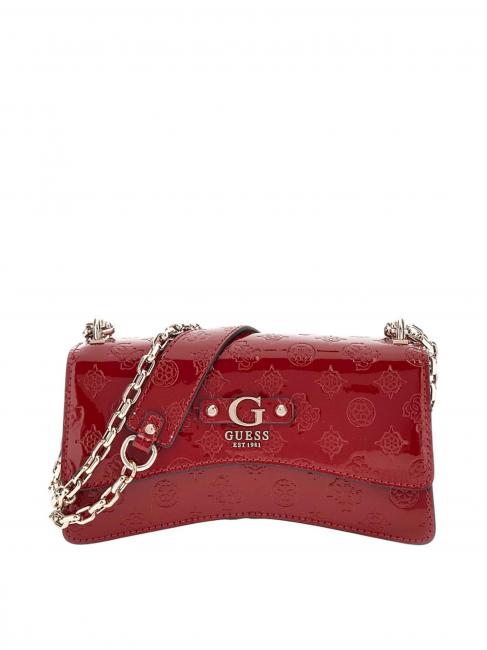 GUESS GERTY Sac convertible brillant ROUGE - Sacs pour Femme