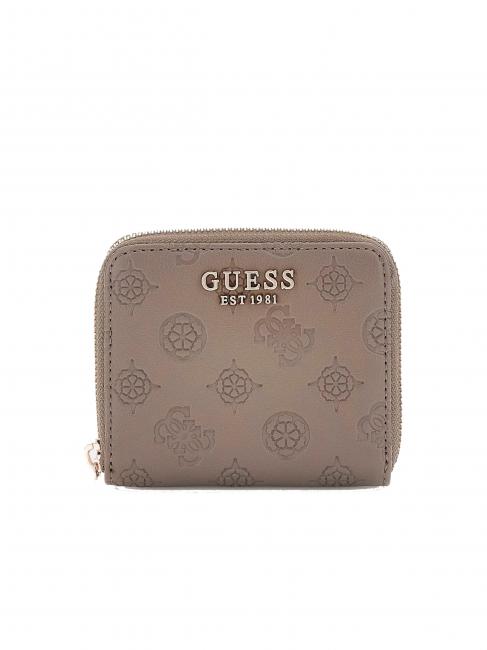 GUESS GERTY Petit portefeuille logo pivoine taupe foncé - Portefeuilles Femme