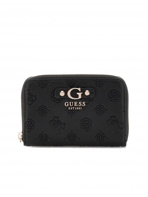 GUESS GERTY Portefeuille moyen logo pivoine NOIR - Portefeuilles Femme