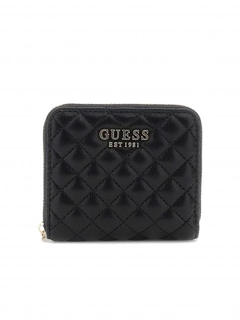 GUESS ECO RIANEE Petit portefeuille matelassé NOIR - Portefeuilles Femme