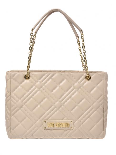 LOVE MOSCHINO QUILTED Sac shopping avec anses en chaîne Ivoire - Sacs pour Femme