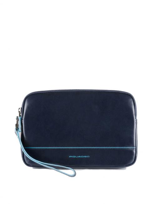 PIQUADRO BLUE SQUARE Pochette en cuir avec manchette bleu - Sacs en Bandoulières pour Homme