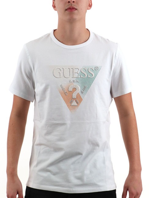 GUESS SS CN TRIANGLE T-shirt à manches courtes blanc pur - T-shirt