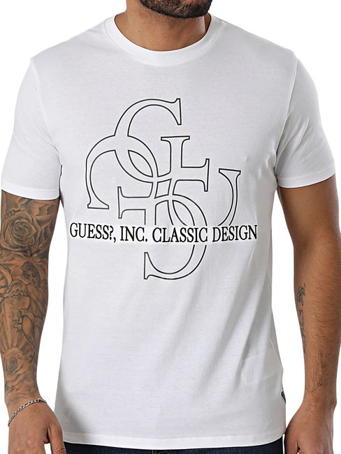 GUESS SS BSC CLASSIC QUATTRO T-shirt en coton blanc pur - T-shirt