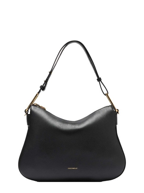 COCCINELLE MAGIE SOFT Sac bandoulière en cuir martelé Noir - Sacs pour Femme