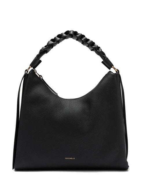 COCCINELLE BOHEME GRANA DOUBLE Grand sac bandoulière en cuir noir/cuir - Sacs pour Femme