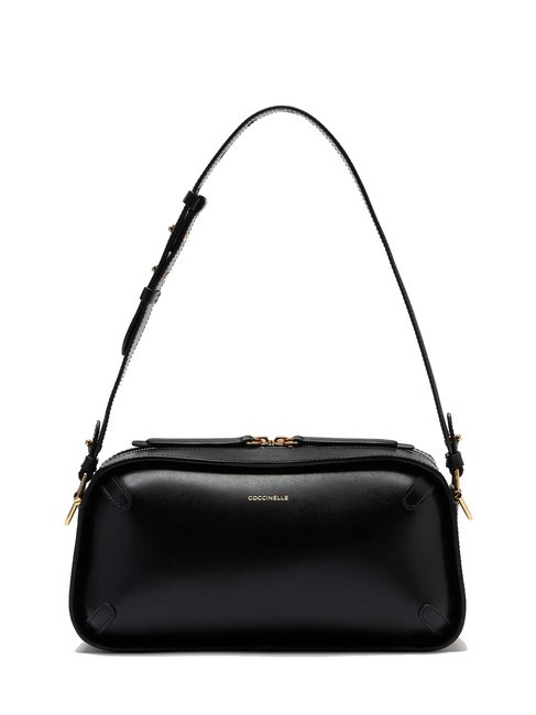 COCCINELLE MALETA CALF Sac bandoulière en cuir lisse Noir - Sacs pour Femme