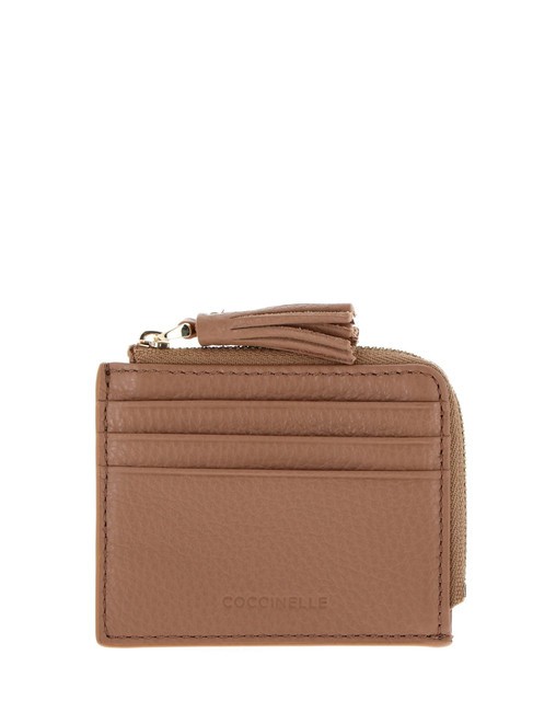 COCCINELLE TASSEL Porte-cartes zippé en cuir martelé peaux - Portefeuilles Femme