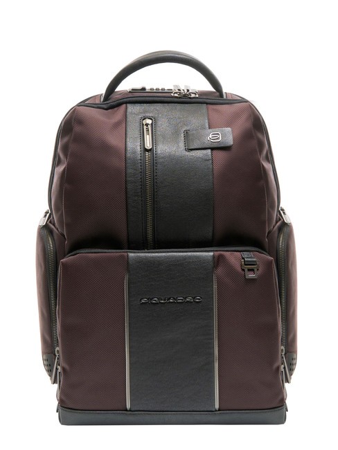 PIQUADRO BRIEF 2 Sac à dos pour ordinateur portable 15,6", en cuir, avec système antivol marron noir - Sacs à dos pour ordinateur portable