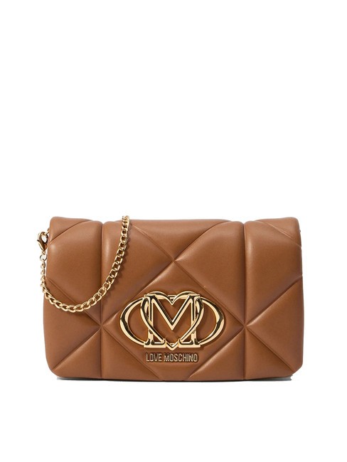 LOVE MOSCHINO GEOMETRIC Pochette avec bandoulière en chaîne chameau - Sacs pour Femme