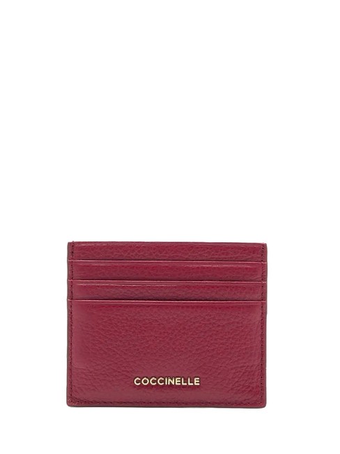 COCCINELLE METALLIC SOFT  Porte-cartes plat en cuir sangria - Portefeuilles Femme