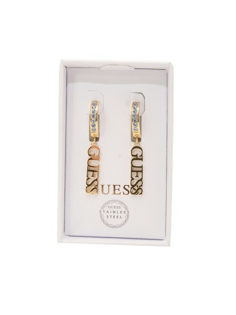 GUESS TOC Boucles d'oreilles avec pendentif logo or jaune/saphir clair - Boucles d'oreilles