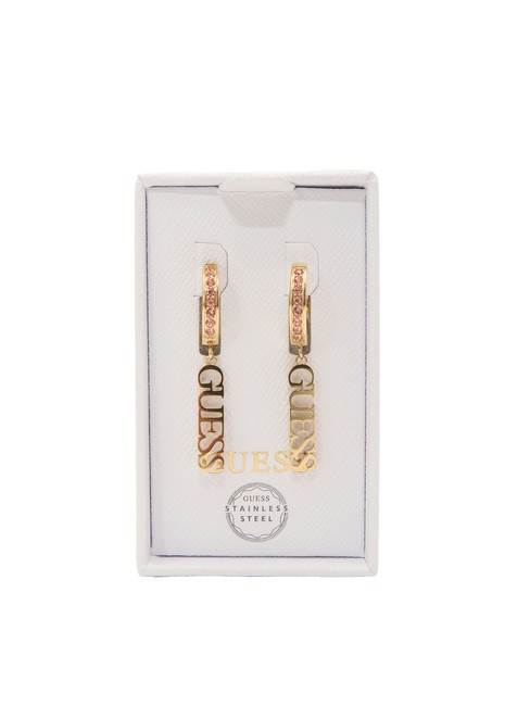 GUESS TOC Boucles d'oreilles avec pendentif logo or jaune/rose clair - Boucles d'oreilles