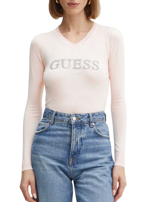 GUESS HOLLY LOGO  Pull-over rose discret - Chandails pour femmes