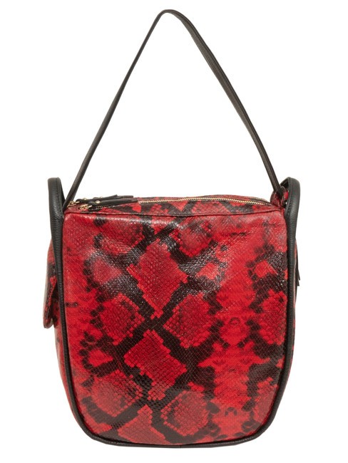 LESAC TRIO Sac à dos en cuir de python St python rouge - Sacs pour Femme