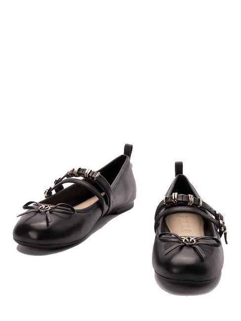 PINKO GIOIA Ballerines en cuir à deux brides limousine noire - Chaussures Femme