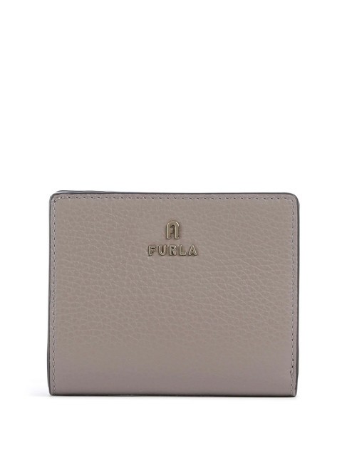 FURLA CAMELIA Portefeuille compact en cuir de veau stuc gris - Portefeuilles Femme