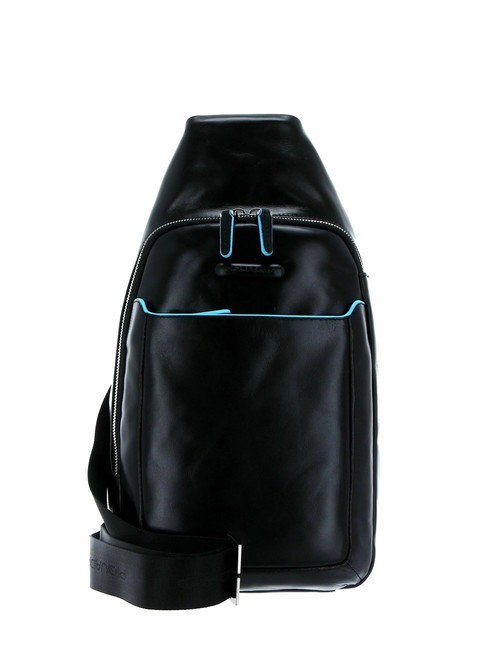 PIQUADRO BLUE SQUARE Sac à dos asymétrique en cuir Noir - Sacs en Bandoulières pour Homme