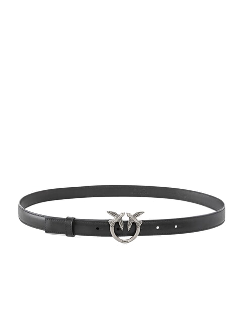 PINKO LOVE BERRY Ceinture en cuir noir-vieil argent - Ceintures