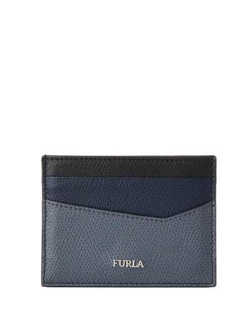 FURLA MARTE  Porte-cartes en cuir noir + bleu arctique f - Portefeuilles Femme