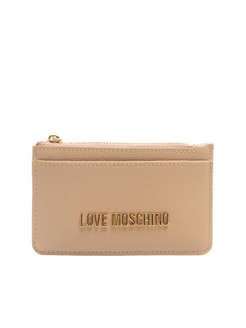 LOVE MOSCHINO METALLIC LOGO Porte-cartes plat avec porte-monnaie sable - Portefeuilles Femme