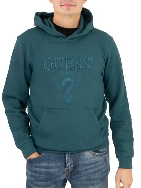 GUESS BEAU  Sweatshirt à capuche vraie sarcelle - Pulls molletonnés