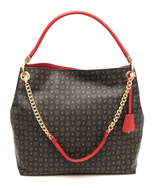 POLLINI Heritage Classic Sac porté épaule, muni d'une bandoulière laque noire - Sacs pour Femme