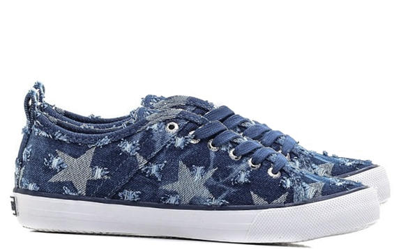 GUESS Jolie Baskets en denim bleu - Chaussures Femme