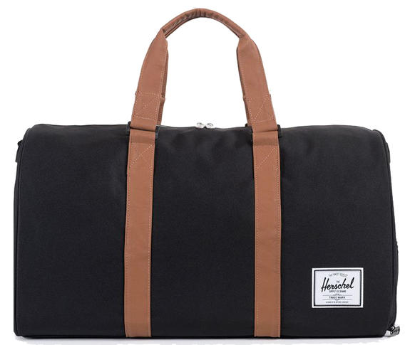 HERSCHEL Sac NOUVEAU MODELE OFFSET, avec bandoulière CUIR SYNTHÉTIQUE NOIR / TAN - Sacs de voyage