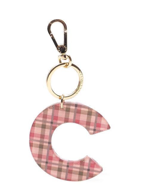 COCCINELLE  Porte-clés en cuir PLEXY TARTAN "C" PIVOINE - Porte-clés