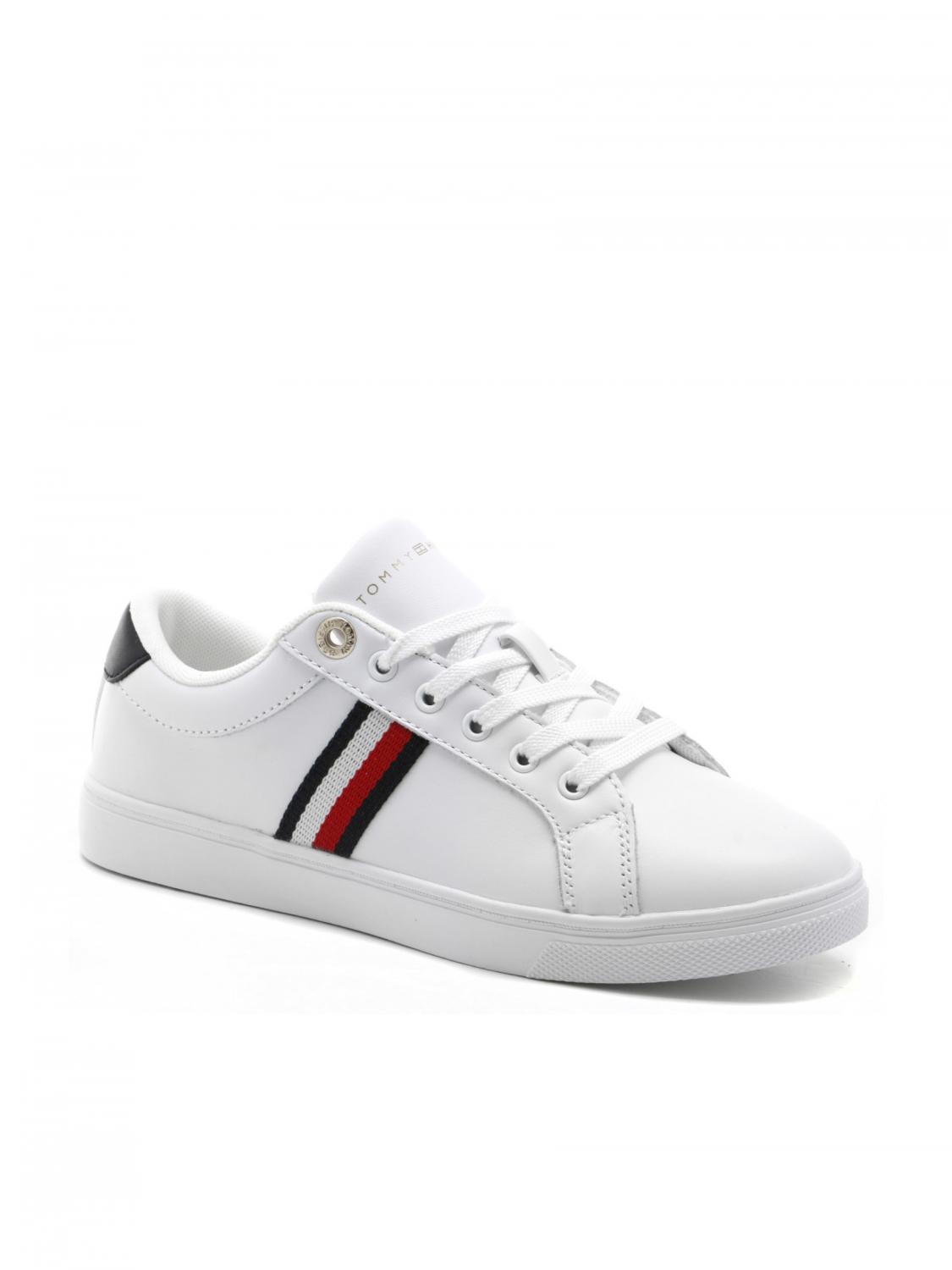 Tommy Hilfiger Essential Webbing Baskets En Cuir Blanc Achetez