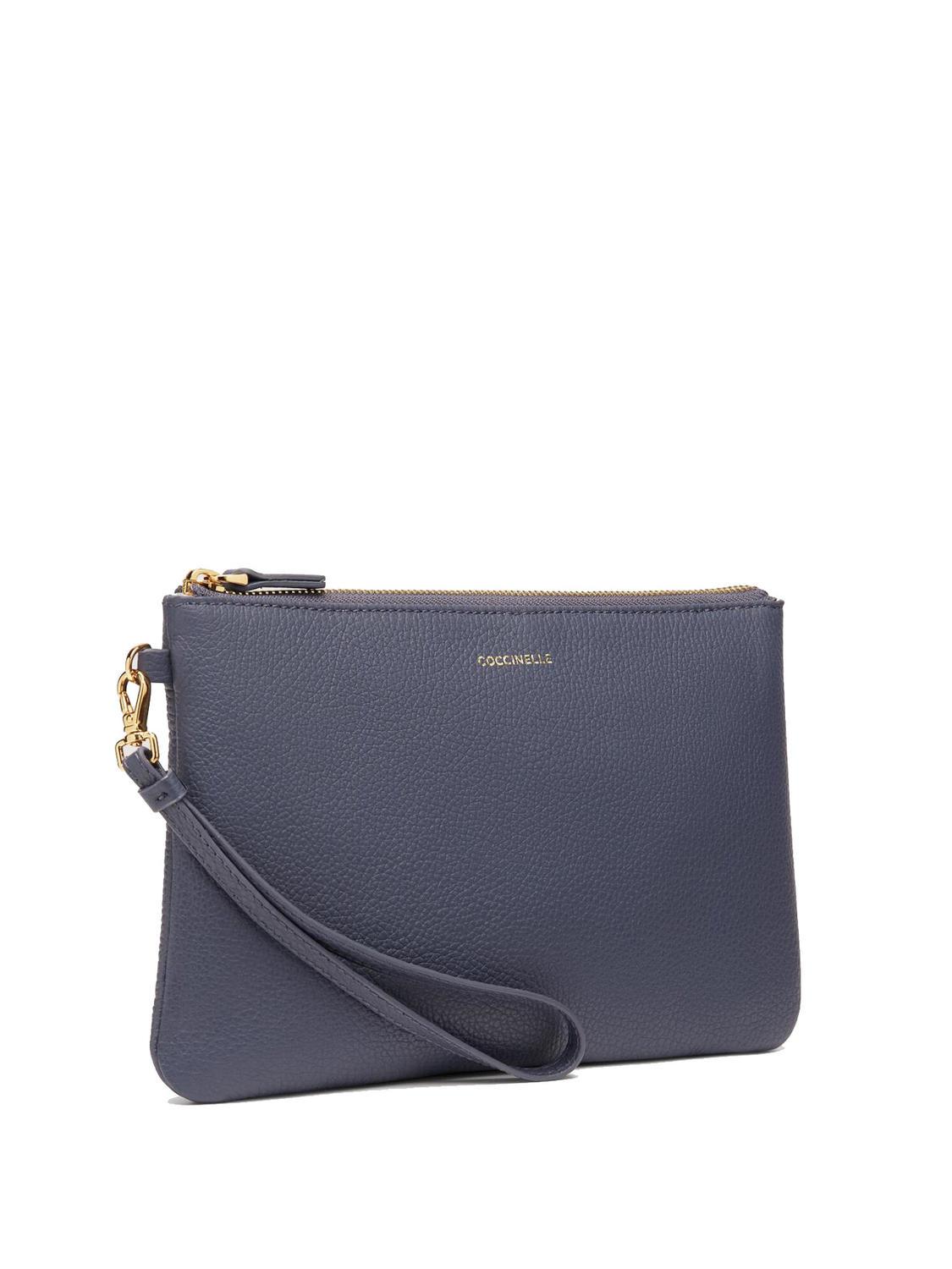 Coccinelle New Best Soft Pochette En Cuir Avec Manchette Myrtille